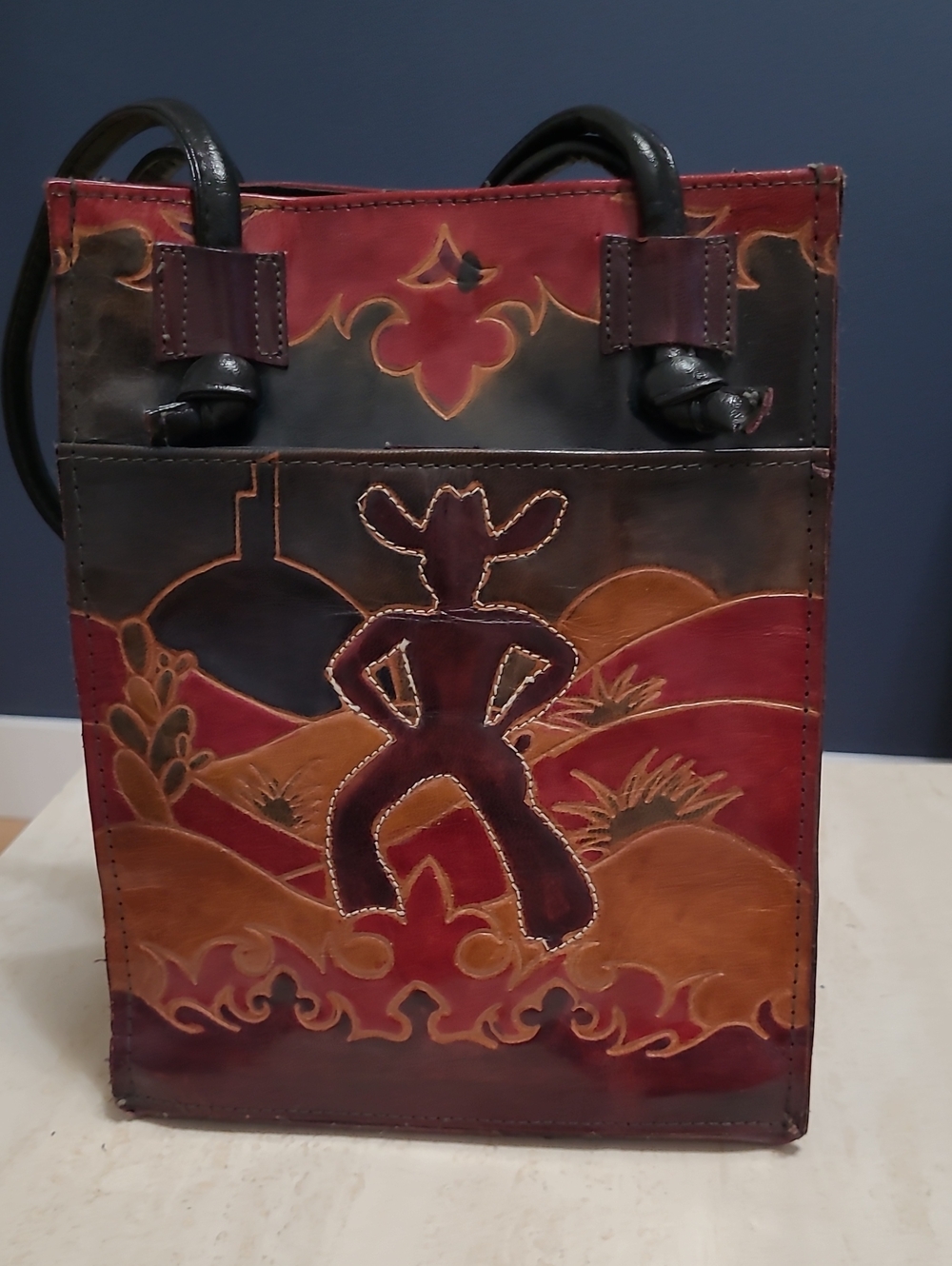 Artisan embossed leather bag with southwestern motif - Stampede Ready 🤠 🐎